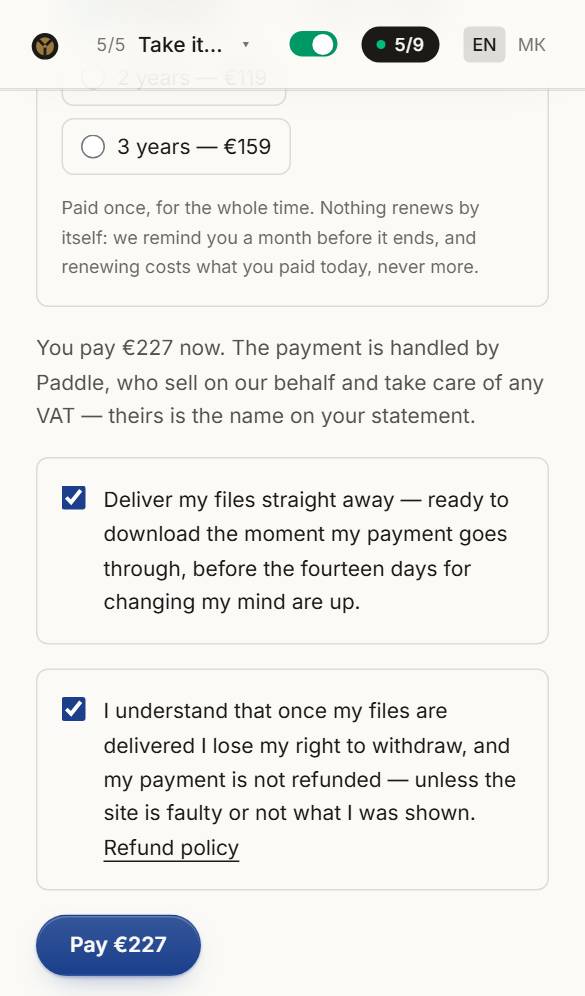 Pay once